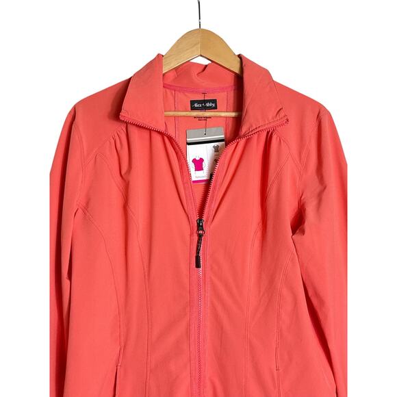 Alex + Abby Women's Pursuit Full-Zip Jacket Silky Soft Ruched Size XL Coral NWT - Picture 5 of 7